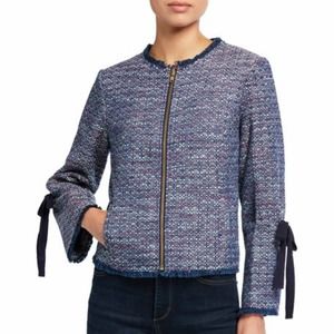 Tyler Boe boucle navy blue jacket with bow size medium